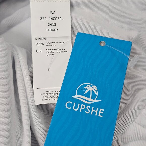 Cupshe Women's Blue Ruffled V Neck Lace Up Back One Piece Swimsuit Size M NWT - Picture 9 of 13